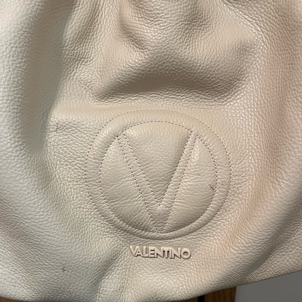 Valentino Cream Textured Leather Tote